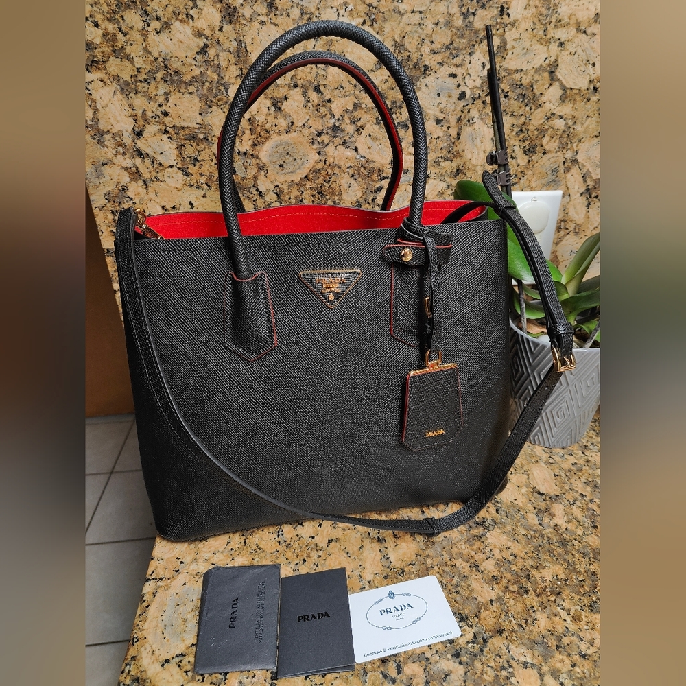 PRADA DOUBLE BAG SAFFIANO PURSE